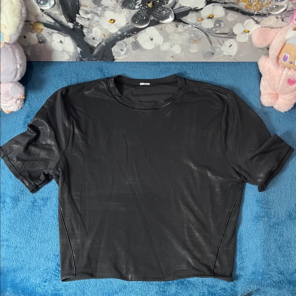 Lululemon Black Shimmer Short Sleeve Top size small